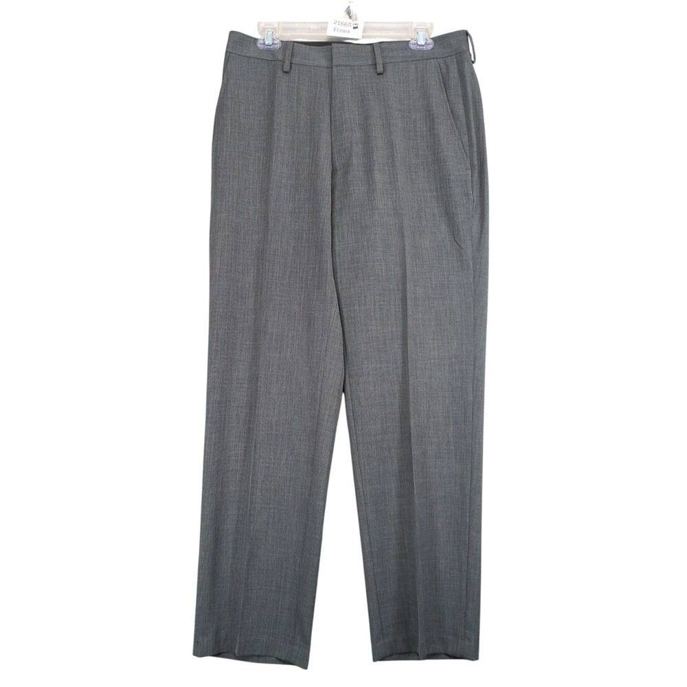 Haggar Gray Tailored Fit Travel Performance Dress Pants Mens 32x30 Office Career